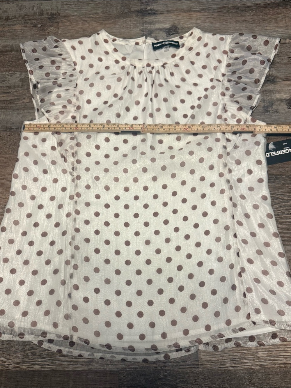 Karl Lagerfeld Cream Blouse with Brown Polka Dots - Picture 5 of 9